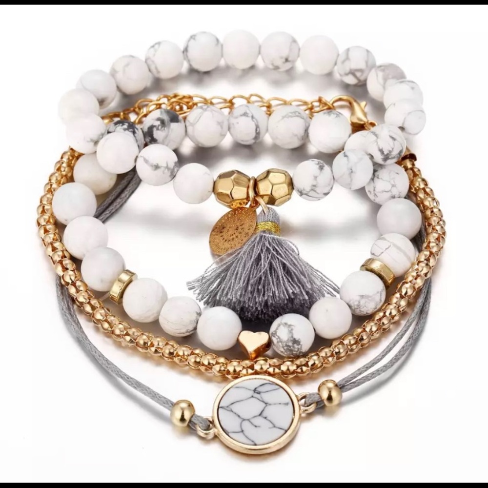 Boho Beaded Stack Tassel Bracelet Jewelry